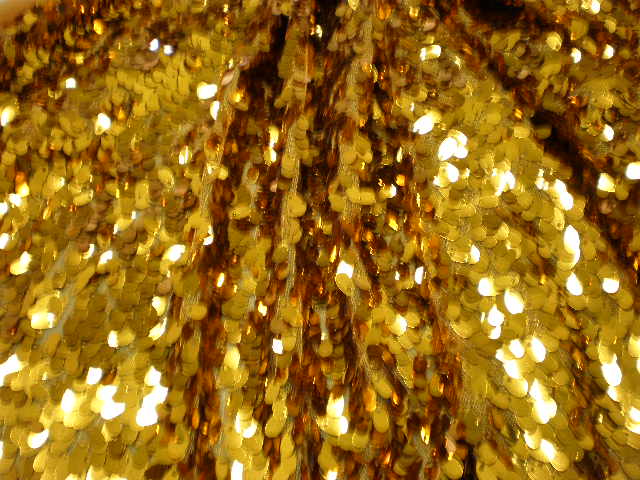 1.Vegas #2 Gold All Over Stretch Sequins Fabrics on Mesh